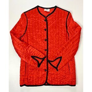 F.A. Chatta Vintage Quilted Red Oriental Jacket Size Medium
